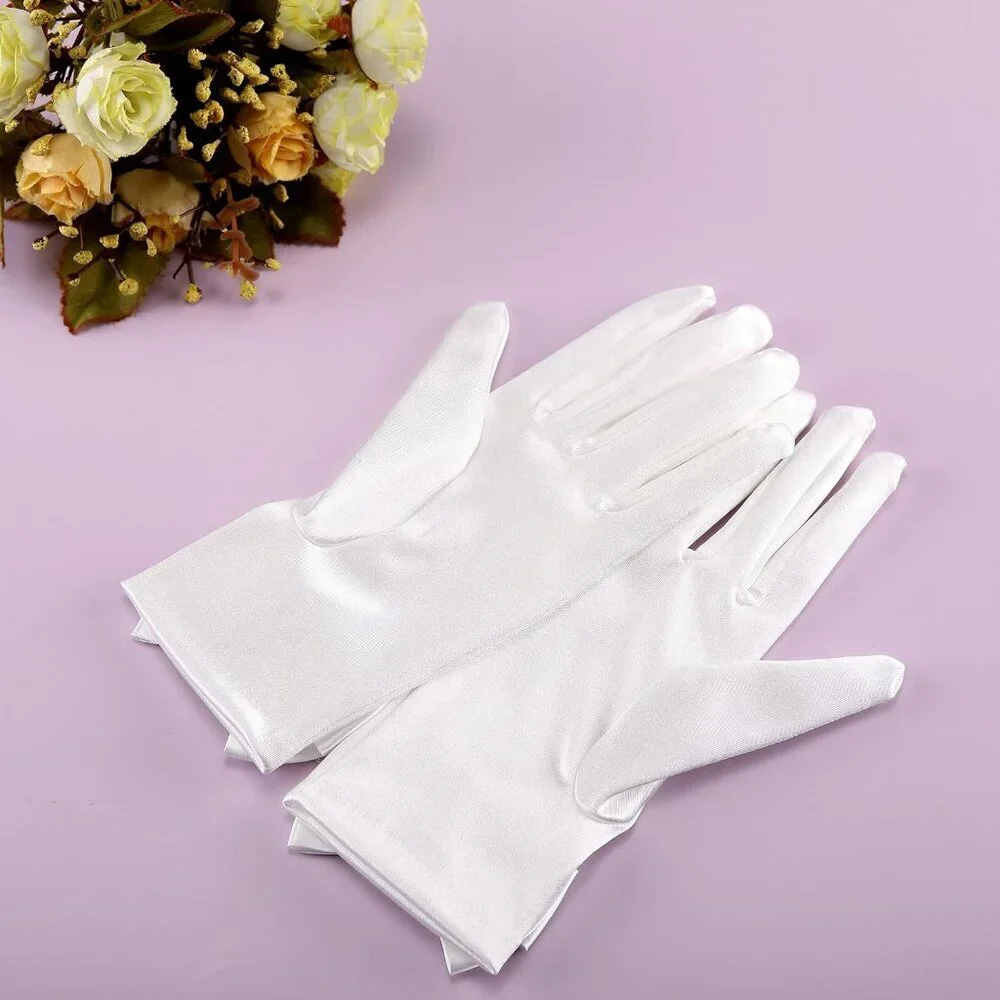 Women's Special White Short Satin Gloves Formal Dress Wedding Dancing Party